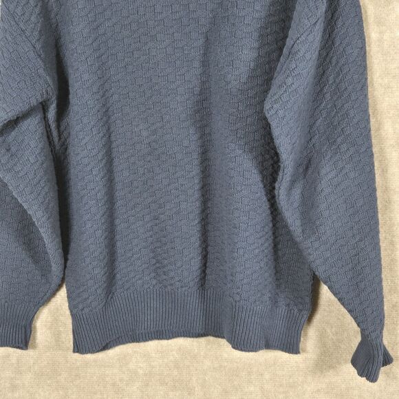 Vintage Scottish Isle Golf Sweater Mens Large Blue Hand Framed Knit Applique - Picture 7 of 7